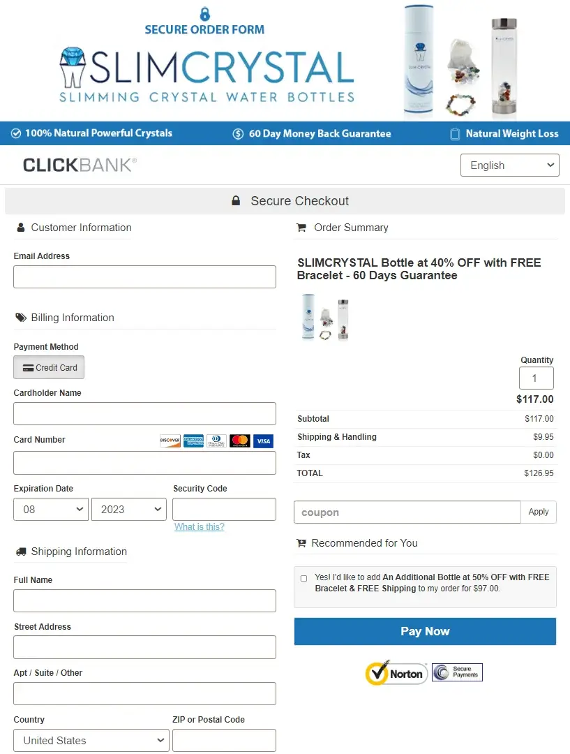 SlimCrystal Order Page