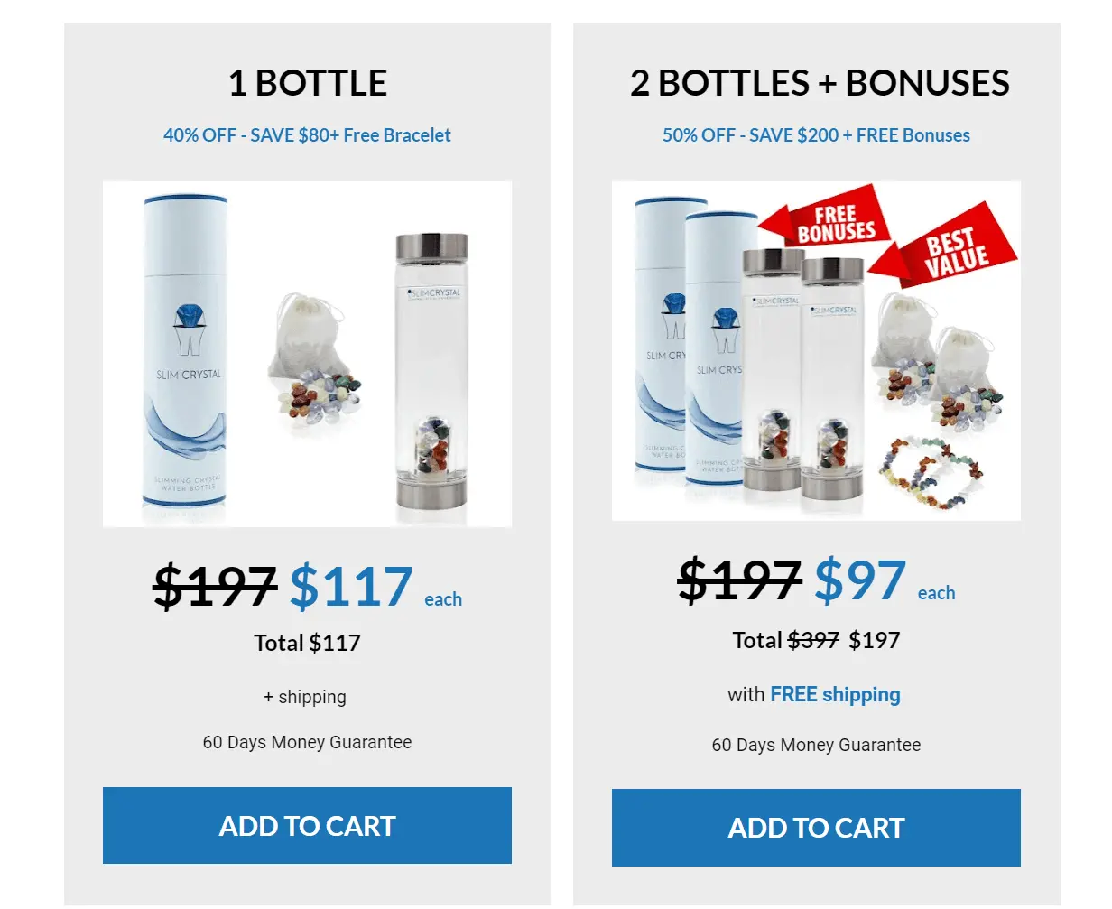 SlimCrystal Water Bottle Pricing